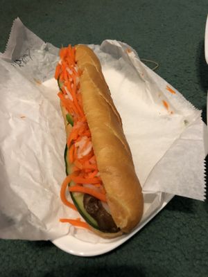 Vegan beef  Bahn Mi at Banh Mi Brothers in Charlotte