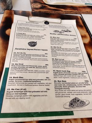 First side of the menu at Chay Vegan in Helsingborg