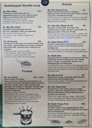 Regular menu at Chay Vegan in Helsingborg