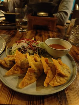 Fried dumplings, mushroom and tofu at Chay Vegan in Helsingborg