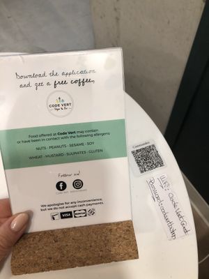 Can order and log wifi in your device efficiently. Info available on each table.  at Code Vert in Montreal