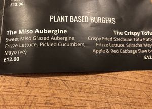 Burger menu Sept 2021 at Brinkburn St Brewery in Newcastle Upon Tyne