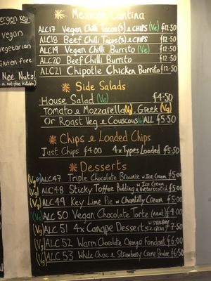 Menu board   at Brinkburn St Brewery in Newcastle Upon Tyne