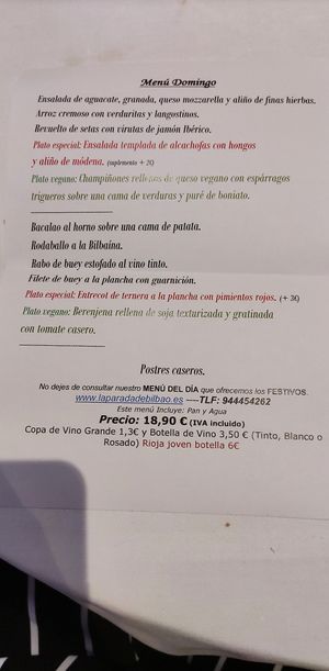 Carta Domingo at La Parada de Bilbao in Bilbao