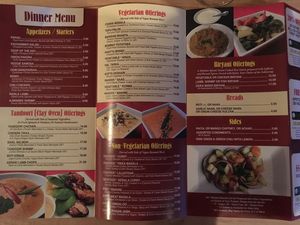 Menu at Zaika in Castle Rock