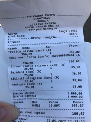 Prices for sweets. at Zdrawo Slatko in Belgrade