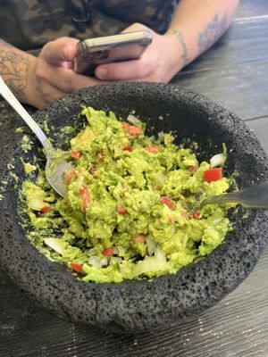 Guacamole made on the table   at La Galeria in Cabo San Lucas