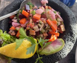 Vegan ceviche  at La Galeria in Cabo San Lucas