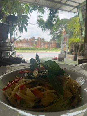 Spaghetti Veggie with Tofu so Yummy at Coffee Old City in Ayutthaya