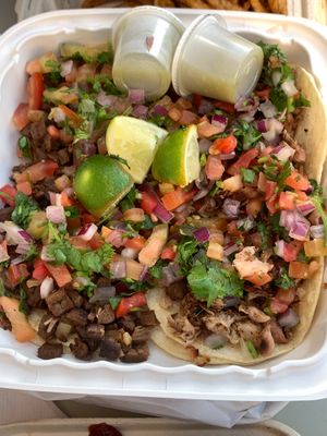 Vegan carnitas tacos

 at Just Vegana in Fontana