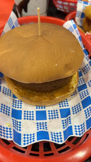 Vind-aloo burger  at Lord of the Fries in Brunswick