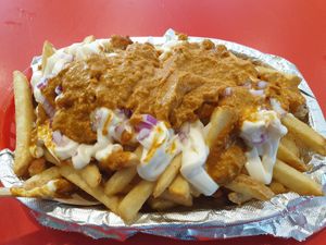 Buttr chikn loaded fries $17.00 at Lord of the Fries in Brunswick