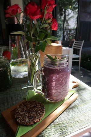 Basil - with Black Currant Smoothie at Life Food in Yerevan