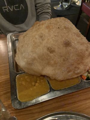 Huge Channa Batura  at Saravanaa Bhavan - Sankt Eriksgatan in Stockholm