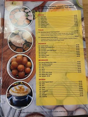 Menu  at Saravanaa Bhavan - Sankt Eriksgatan in Stockholm