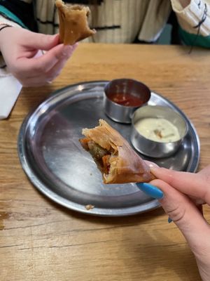 Vegan samoussa   at Saravanaa Bhavan - Sankt Eriksgatan in Stockholm