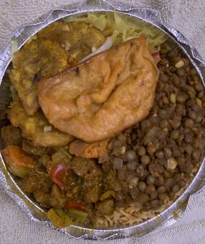 Platter with “chicken” and other goodies!  at Nyack Main Essentials in Nyack