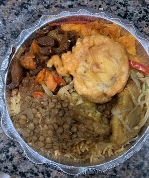 Platter with “ribs” and other vegan goodness!!  at Nyack Main Essentials in Nyack