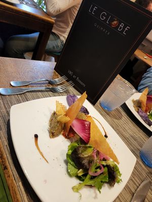Tomato, eggplant appetizer at Le Globe in Quimper