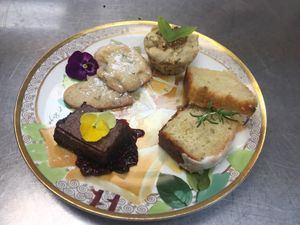Some of the homemade vegan dessert options! at Pinecone Cottage Tea House in Downers Grove