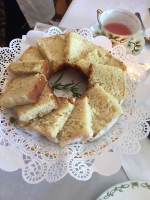 Lemon cake  at Pinecone Cottage Tea House in Downers Grove