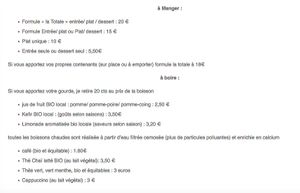 2020 Prices and zero waste options at Cha Cuisine in Laval