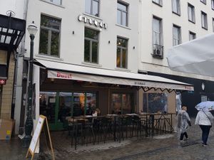 front with front  terrace at Otomat in Brussels