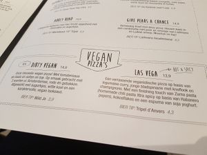 vegan pizzas on menu at Otomat in Brussels