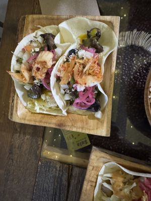 Vegan Portobello Mushroom Tacos with Ginger Peanut sauce  at Sula Wok in Ottawa