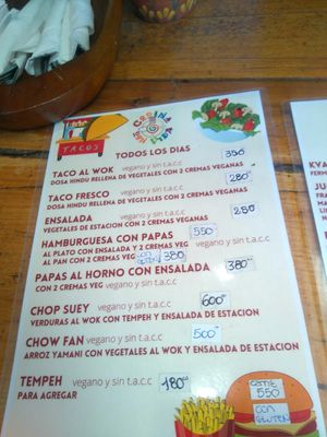 Menú comidas at Cocina con Vida in El Bolson