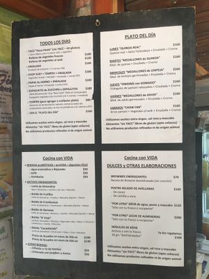 Menu at Cocina con Vida in El Bolson