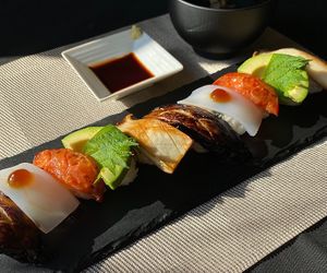 The Vegetable Sushi　¥3,372 　A representative dish - The sushi rice is made with pot-cooked,pesticide-free, EM grown rice  and domestic organic rice vinegar topped with selecte at Oribio in Tottori