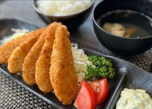 Original SUPPIN Cutlet Meal　¥2,173 
An original cutlet made of Konjac and Okara (soy pulp). A healthy, crispy out-side & juicy inside, new texture  cutlet  at Oribio in Tottori
