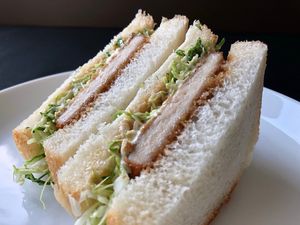 ORIBIO Cutlet Sandwich　¥1,089～　 
The original juicy "ORISOY" cutlet made of domestically grown soy beans, deep fried in deluxe, balanced oil.   at Oribio in Tottori