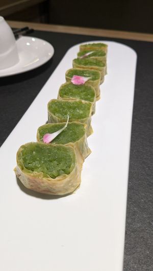 Tofu rolls with cactus (?) and sichuan pepper seasoning at Tian Su Wu Jie in Xian