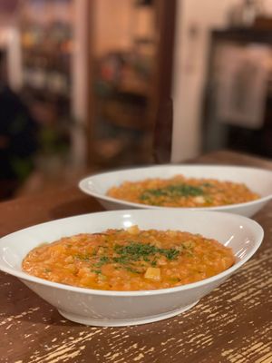 Seasonable brown rice risotto at Rosy in Tokyo