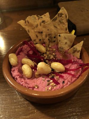 Beet soybean hummus at Rosy in Tokyo