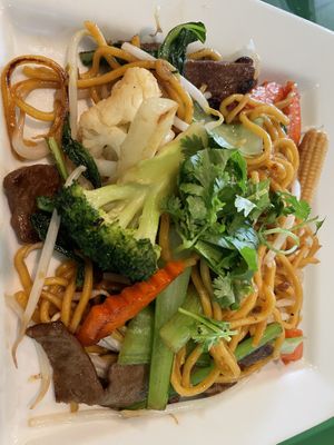 Stir Fry Noodles with mock beef  at Thanh Tinh Chay in San Diego