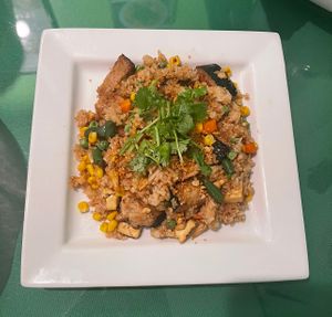 salmon fried rice   at Thanh Tinh Chay in San Diego