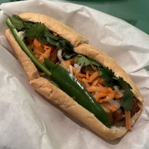 pork belly banh mi (#97)  at Thanh Tinh Chay in San Diego