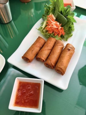 Vegetable egg rolls — really good   at Thanh Tinh Chay in San Diego