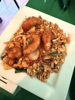 Shrimp fried rice. Yes, all vegan.   at Thanh Tinh Chay in San Diego
