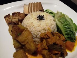 The tempeh and pumpkin were amazing! at LN Fortunate Coffee in Ipoh