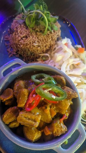 Rice peas and steamed veg at Island Lounge in Wednesbury