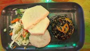 Callaloo and hard food at Island Lounge in Wednesbury