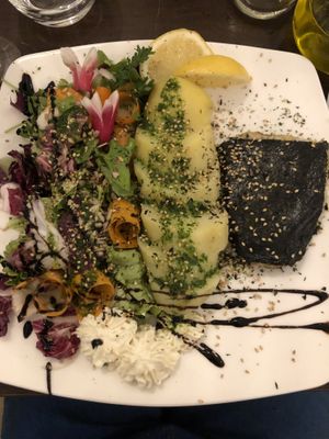 “Fish” and potatoes main course at Utopia in Nice