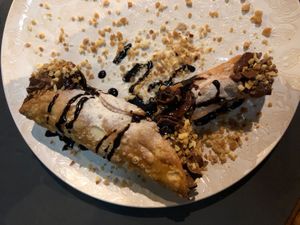 Canneloni stuffed with chocolate  at Utopia in Nice