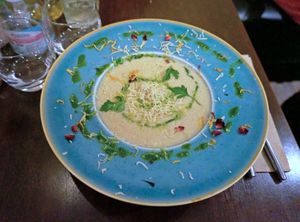 Potato Velouté w/cannellini with quinoa at Utopia in Nice