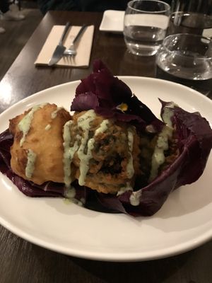 Cauliflower and Broccoli fritters. Excellent  at Utopia in Nice