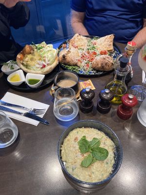 Risotto, salade de saison, stella pizza  at Utopia in Nice